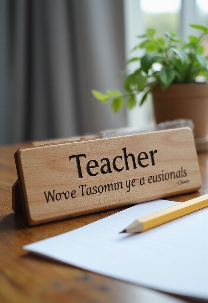 15 Thoughtful Personalized Teacher Appreciation Gifts That Will Melt Their Heart! - 1. Customized Teacher's Desk Nameplate