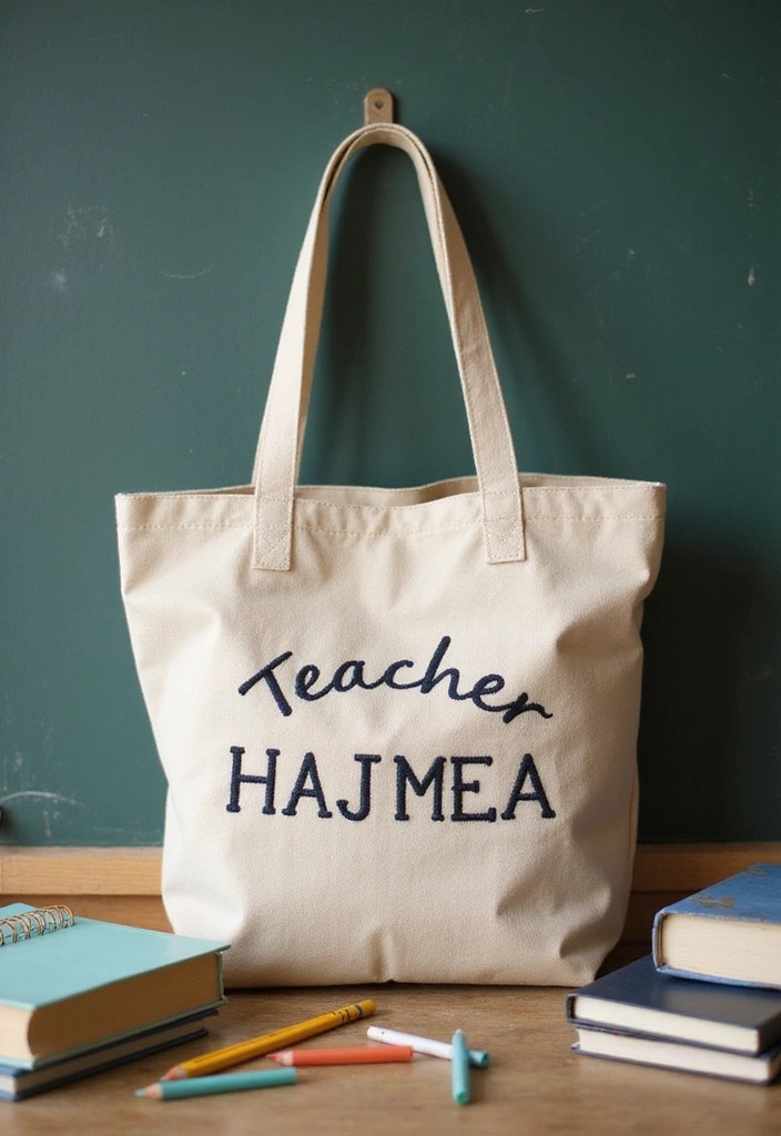 15 Thoughtful Personalized Teacher Appreciation Gifts That Will Melt Their Heart! - 2. Personalized Tote Bag